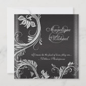 Silver Black floral bruiloft verloving Kaart (Voorkant)