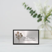 Silver & Black Floral Event Planner Business Card Visitekaartje (Staand voorkant)