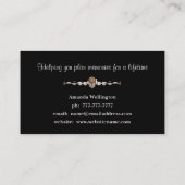 Silver & Black Floral Event Planner Business Card Visitekaartje (Achterkant)