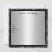 Silver Black Floral Foto Lijst 50e verjaardag 2 Kaart (Achterkant)