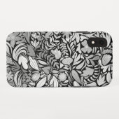 Silver Black Floral Leaves Illustration Pattern Case-Mate iPhone Case (Achterkant (horizontaal))
