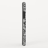 Silver Black Floral Leaves Illustration Pattern Case-Mate iPhone Case (Achterkant/rechts)