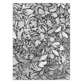 Silver Black Floral Leaves Illustration Pattern Tafelkleed (Voorkant)