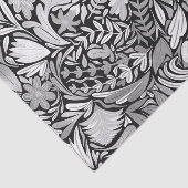 Silver Black Floral Leaves Illustration Pattern Tissuepapier (Detail)