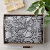 Silver Black Floral Leaves Illustration Pattern Tissuepapier (Geschenk)