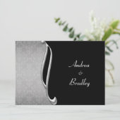  Silver Black Flourish Wedding Invite Kaart (Staand voorkant)