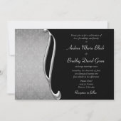  Silver Black Flourish Wedding Invite Kaart (Achterkant)