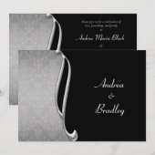  Silver Black Flourish Wedding Invite Kaart (Voorkant / Achterkant)