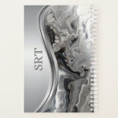 Silver Black Fluid Art Metal Monogrammed Planner (Achterkant)