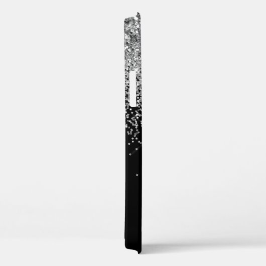 Silver Black Girly Glitter Sparkle Monogram Name C Case-Mate iPhone Case (Achterkant / Rechts)