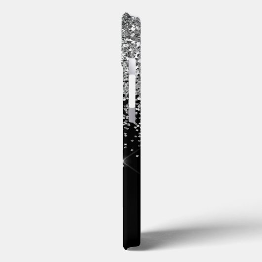 Silver Black Girly Glitter Sparkle Monogram Name C Case-Mate iPhone Case (Achterkant / Links)