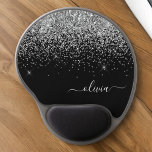 Silver Black Girly Glitter Sparkle Monogram Name Gel Muismat<br><div class="desc">Silver and Black Sparkle Glitter Monogram Name and Initiaal Mousepad (Muismat). Dit maakt de perfecte liefhebbende 16 verjaardag,  bruiloft,  vrijgezellenfeest,  verjaardagsdag,  baby shower of vrijgezellenfeest voor iemand die van luxe glam en stijl houdt.</div>