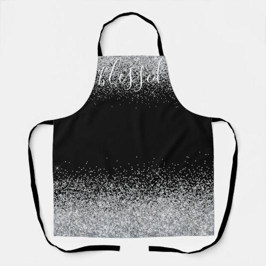 Silver & Black Glam Glitter & Blessed Schort (Voorkant)