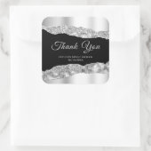 Silver Black Glam Tears Sweet Sixteen Dank u Vierkante Sticker (Tas)