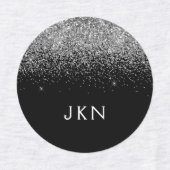 Silver Black Glitter Chic Monogram Naam Labels (Design 1)