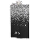 Silver Black Glitter Custom Monogram Name Heupfles (Links)