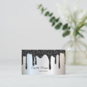 Silver Black Glitter druppelt elaar Elegant Profes Visitekaartje (Staand voorkant)