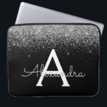 Silver Black Glitter en Sparkle Monogram Laptop Sleeve<br><div class="desc">Silver and Black Faux Glitter en Sparkle Elegant Monogram Hoesje. Dit hoesje kan worden aangepast om uw initiaal en voornaam te omvatten.</div>