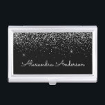 Silver Black Glitter en Sparkle Monogram Visitekaarthouder<br><div class="desc">Silver en Black Faux Luxe Chic Glam Glitter en Sparkle Elegant Girly visitekaarthouder. Deze visitekaarthouder kan worden aangepast om uw voor- en achternaam op te nemen.</div>
