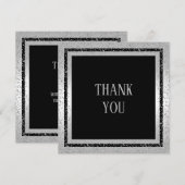 Silver & Black Glitter Framed Man - Hartelijk dank Bedankkaart (Voorkant / Achterkant)