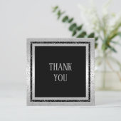 Silver & Black Glitter Framed Man - Hartelijk dank Bedankkaart (Staand voorkant)