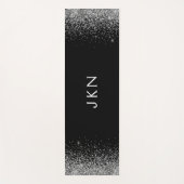 Silver Black Glitter Girly Monogram Initialen Yogamat (Voorkant)