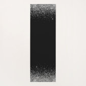 Silver Black Glitter Girly Monogram Initialen Yogamat (Achterkant)