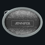 Silver Black Glitter Girly Monogram Naam Gesp<br><div class="desc">Zilveren en zwarte Sparkle Glitter Monogram Naam Belt Buckle. Dit maakt het perfecte afstuderen,  zoet 16 16th,  18th,  21st,  30th,  40th,  50th,  60th,  70th,  80th,  90th,  100th Birthday,  bruiloft,  vrijgezellenfeest,  jubileum,  baby shower of vrijgezellenfeest cadeau voor iemand die houdt van glamoureuze luxe en chique stijlen.</div>