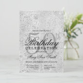 Silver & Black Glitter Glam 50e verjaardagsfeest Kaart (Staand voorkant)