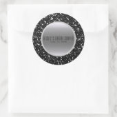Silver & Black Glitter Glam Elegant Wedding Favori Ronde Sticker (Tas)