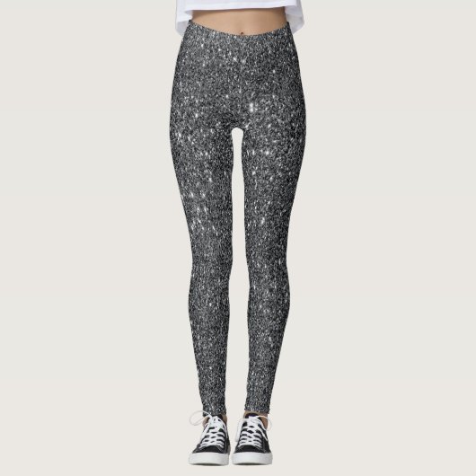 Silver Black Glitter Glam-Leggings Leggings (Voorkant)