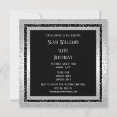Silver & Black Glitter Ingelijste Man 50ste verjaa Kaart (Achterkant)