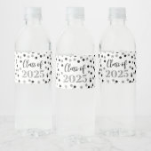 Silver Black Glitter Klasse van 2025 Afstuderen Waterfles Etiket (Flessen)