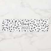 Silver Black Glitter Klasse van 2025 Afstuderen Waterfles Etiket (Enkel label)