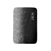 Silver Black Glitter Monogram Girly Name Initials Badmat (Voorkant Verticaal)