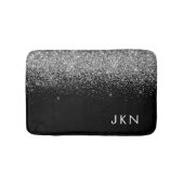 Silver Black Glitter Monogram Girly Name Initials Badmat (Voorkant)