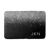 Silver Black Glitter Monogram Girly Name Initials Badmat (Voorkant)