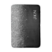 Silver Black Glitter Monogram Girly Name Initials Badmat (Voorkant Verticaal)