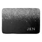 Silver Black Glitter Monogram Girly Name Initials Badmat (Voorkant)