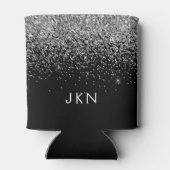 Silver Black Glitter Monogram Girly Name Initials Blikjeskoeler (Achterkant)