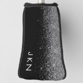 Silver Black Glitter Monogram Girly Name Initials Golfheadcover (Draai 90)