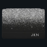 Silver Black Glitter Monogram Girly Name Initials iPad Pro Cover<br><div class="desc">Silver and Black Faux Folie Metallic Sparkle Glitter Monogram Naam Laptop Hoesje. Dit maakt het perfecte zoete 16-jarige verjaardagscadeau,  bruiloft,  vrijgezellenfeest,  jubileum,  baby shower of vrijgezellenfeest voor iemand die van glamoureuze luxe en chique stijlen houdt.</div>
