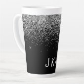 Silver Black Glitter Monogram Girly Name Initials Latte Mok (Linkerhoek)