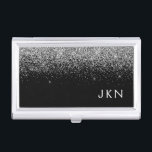 Silver Black Glitter Monogram Girly Name Initials Visitekaarthouder<br><div class="desc">Zwart en Zilver Sparkle Glitter Monogram Naam visitekaarthouder. Dit maakt het perfecte zoete 16-jarige verjaardagscadeau,  bruiloft,  vrijgezellenfeest,  jubileum,  baby shower of vrijgezellenfeest voor iemand die van glamoureuze luxe en chique stijlen houdt.</div>