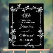 Silver Black Glitter Nikah Muslim Wedding Welkom Acryl Bord (Neutraal)