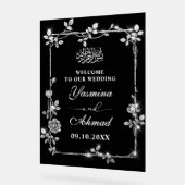 Silver Black Glitter Nikah Muslim Wedding Welkom Acryl Bord (Hoek)
