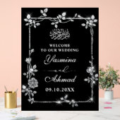 Silver Black Glitter Nikah Muslim Wedding Welkom Acryl Bord (Huwelijk)