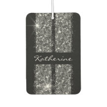 Silver Black Glitter Racing Stripes Monogramed