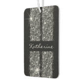 Silver Black Glitter Racing Stripes Monogramed Luchtverfrisser (Links)