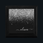 Silver Black Glitter Script Monogram Girly Name Cadeaudoosje<br><div class="desc">Silver and Black Sparkle Glitter Script Monogram Name Jewelry Keepomwille Box. Dit maakt het perfecte afstuderen,  de verjaardag,  de bruiloft,  het vrijgezellenfeest,  de verjaardag,  het baby shower of het bachelorette feest cadeau voor iemand die van glam luxe en chic stijlen houdt.</div>